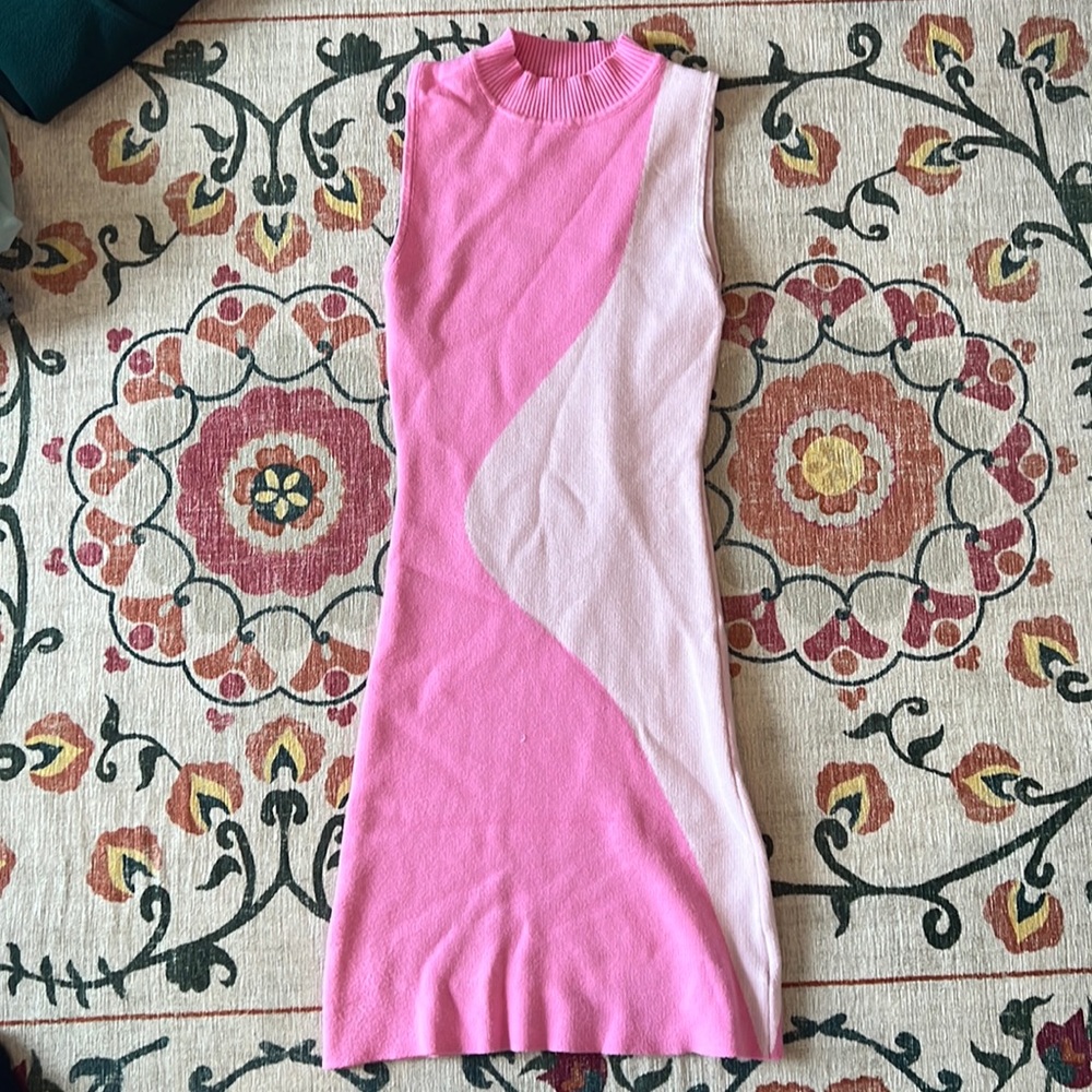 Peppermayo knitted contrast mini dress in pink